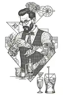bartender and cocktail maker boston tattoo design idea