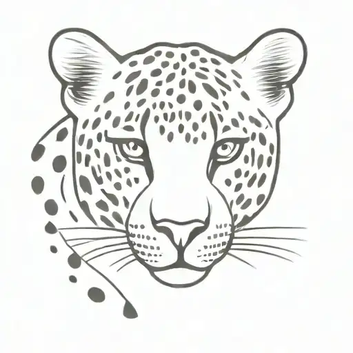 leopard with love heart pattern instead of spots in black in white  tattoo design idea