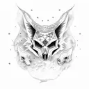 moon skull fox tattoo design idea