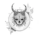moon skull fox tattoo design idea