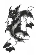 Bat hanging tattoo design idea
