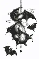 Bat hanging tattoo design idea