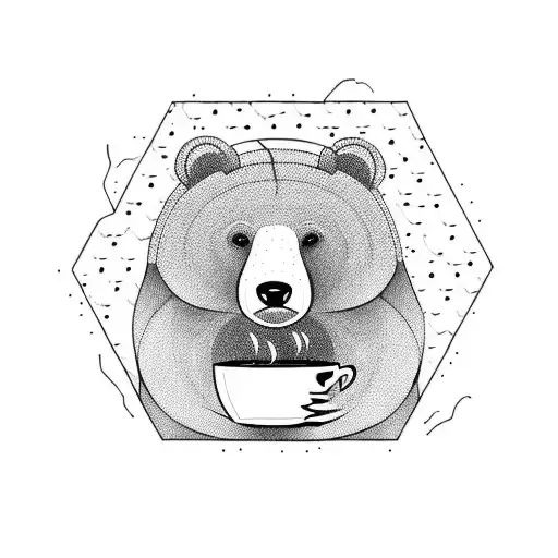 Bear eats honey from a pot tattoo design idea