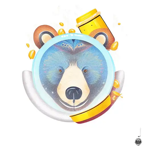 Bear eats honey from a pot tattoo design idea