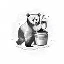 Bear eats honey from a pot tattoo design idea