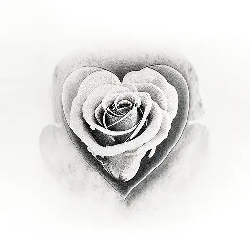heart shaped brick wall with roses tattoo design idea