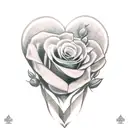 heart shaped brick wall with roses tattoo design idea