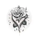 heart shaped brick wall with roses growing out the wall tattoo design idea