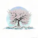 cherry blossom tree woth falling flowers  tattoo design idea