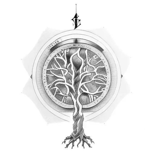 family tree with prayer hands tattoo design idea