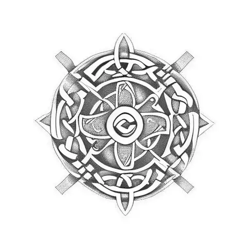 celtic sleeve with buckeye block o tattoo design idea