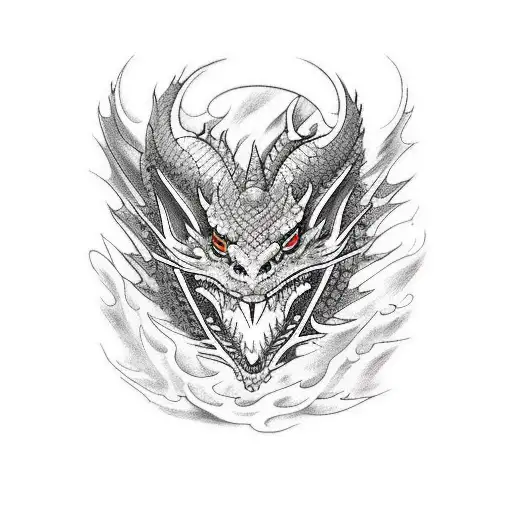 Dragon black red on arm tattoo design idea