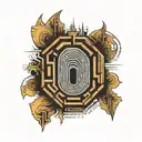 Identity as a maze with the form of a fingerprint tattoo design idea