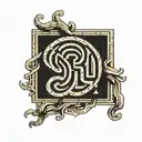 Identity as a maze with the form of a fingerprint tattoo design idea