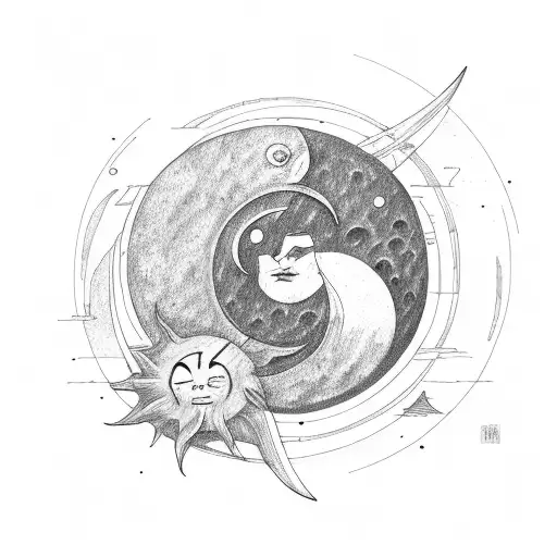 Sun and Moon tattoo design idea
