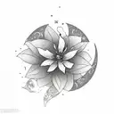 moon and jasmine flower tattoo design idea