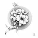 moon and jasmine flower tattoo design idea