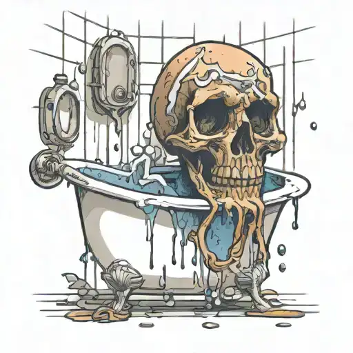 rotting shower in a bathroom  tattoo design idea