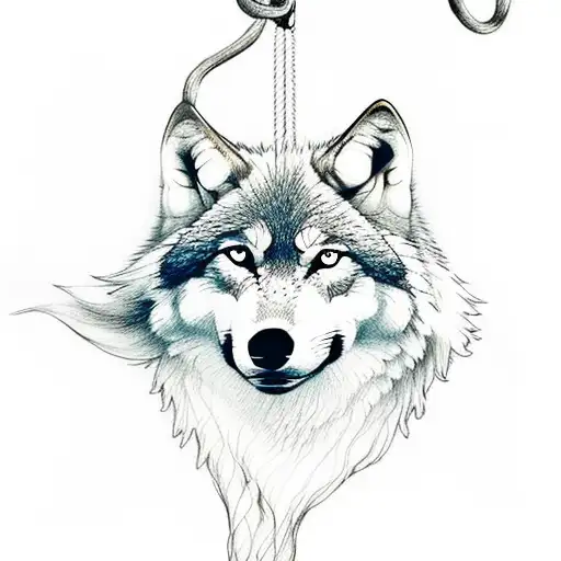 wolf doing aerial silks in circus tattoo design idea