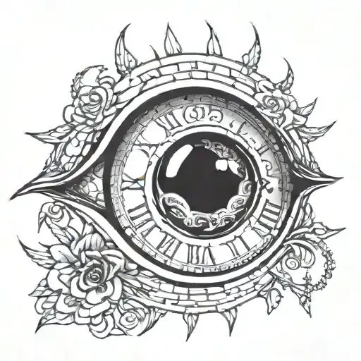 romnain clock inside eye clock tatto design tattoo design idea