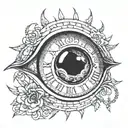 romnain clock inside eye clock tatto design tattoo design idea