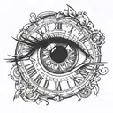 romnain clock inside eye clock tatto design tattoo design idea