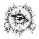 romnain clock inside eye clock tatto design tattoo design idea
