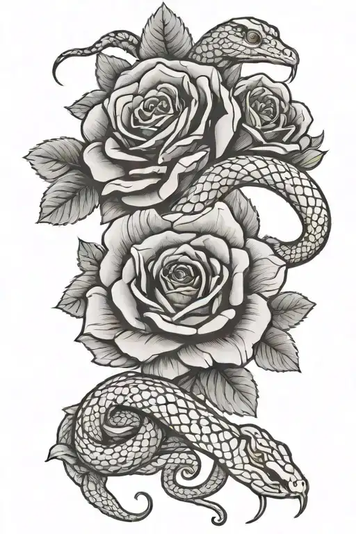 roses and a snake masculine tattoo  tattoo design idea