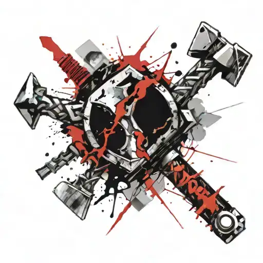 thors hammer shattering like a glass tattoo design idea