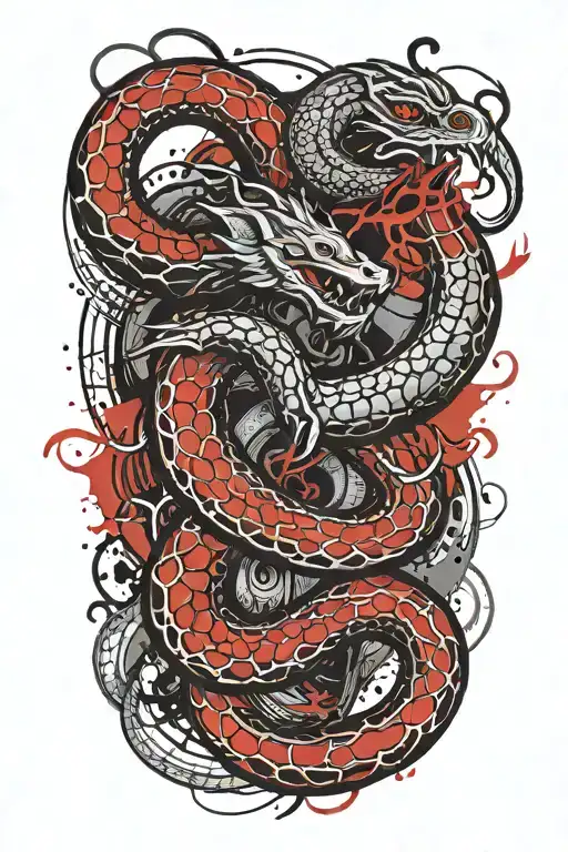 Norse world serpent going tattoo design idea
