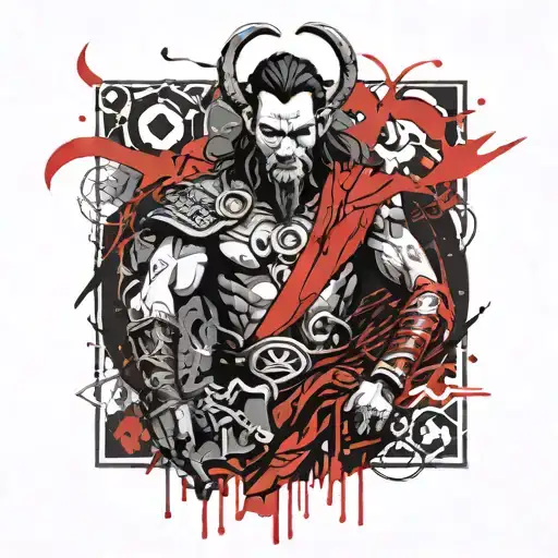 Norse god loki god of lies tattoo design idea
