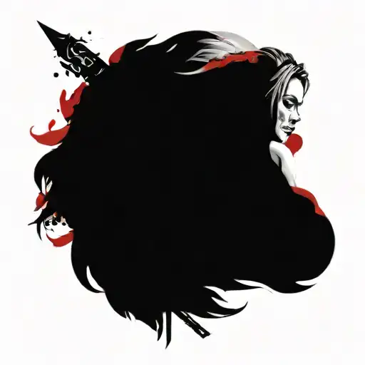 Norse goddess hel sitting on a throne tattoo design idea