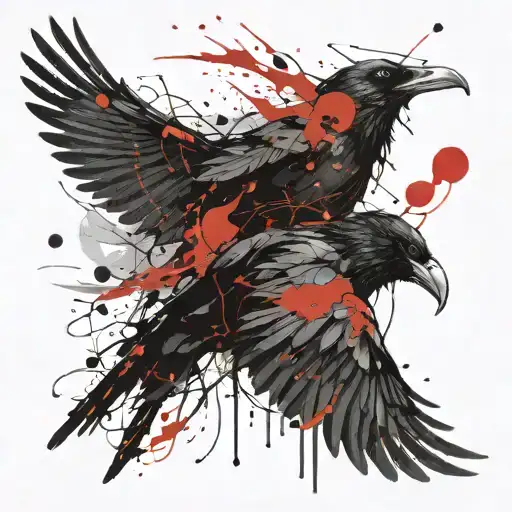 Hugin and Munin flying tattoo design idea