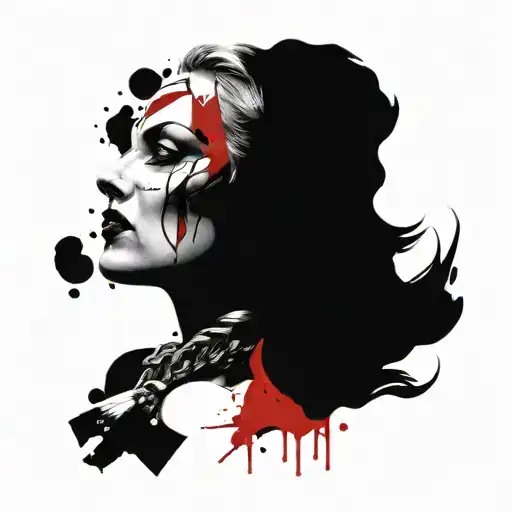 Norse goddess hel sexy woman face tattoo design idea