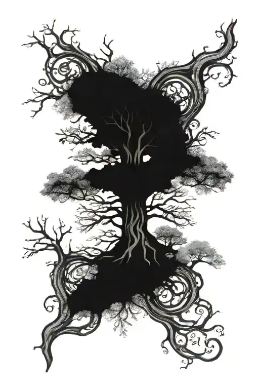 yggdrasil tree dieing half of the tree tattoo design idea