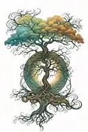 yggdrasil tree dieing half of the tree tattoo design idea
