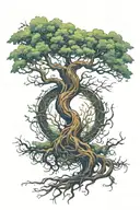 yggdrasil tree dieing half of the tree tattoo design idea
