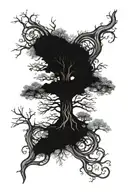 yggdrasil tree dieing half of the tree tattoo design idea