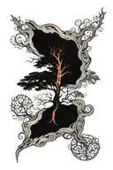 yggdrasil tree dieing half of the tree tattoo design idea