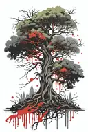 yggdrasil tree dieing half of the tree tattoo design idea