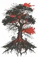 yggdrasil tree dieing half of the tree tattoo design idea