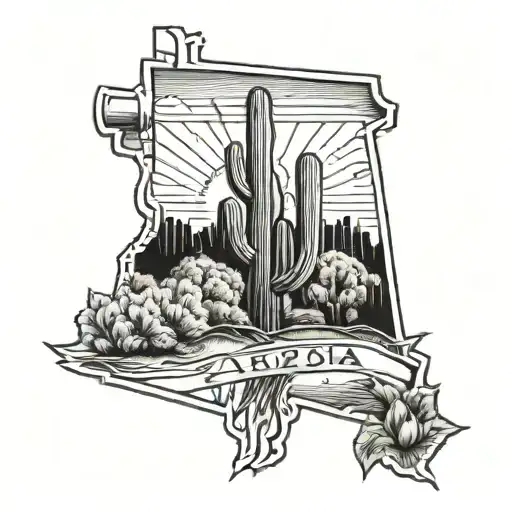 Arizona outline with pitchfork tattoo design idea