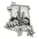 Arizona outline with pitchfork tattoo design idea