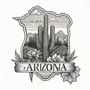 Arizona outline with pitchfork tattoo design idea