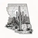 Arizona outline with pitchfork tattoo design idea