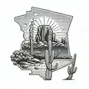 Arizona outline with pitchfork tattoo design idea