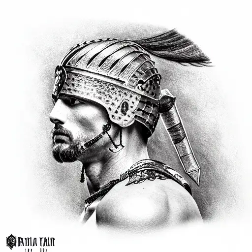 Realism "Roman Warrior" Tattoo Idea - BlackInk AI