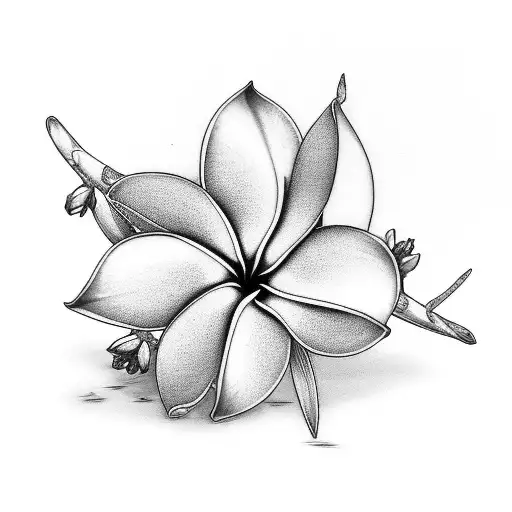 frangipani chain from right thigh across the back to left rib  tattoo design idea
