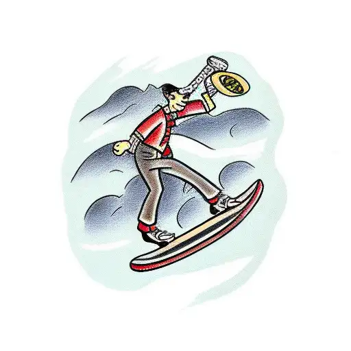 stick figure on skateboard tattoo design idea