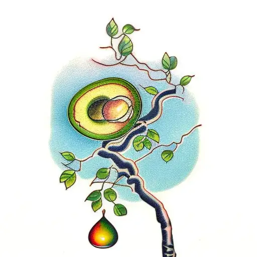 ash tree with avocado tattoo design idea